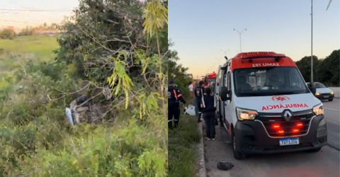 Carro capota na BR-101 em João Pessoa; motorista fica ferido - Imagem do artigo original